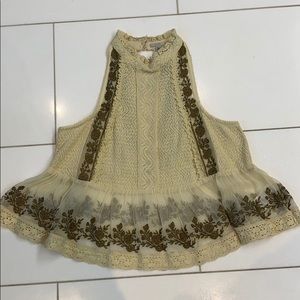 Sleeveless blouse w sheer peplum